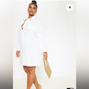 PrettyLittleThing White Oversized Shirt Dress